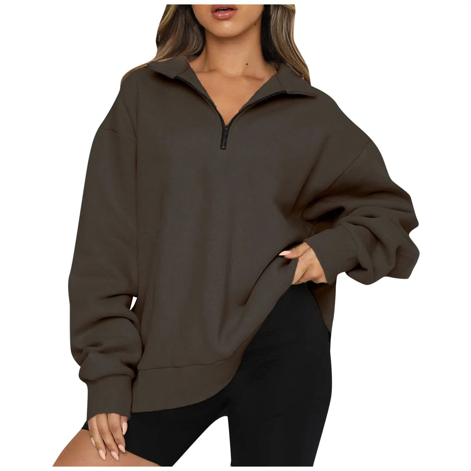 Pullovers Sweatshirts- Half Zip Up Classic Casual Sweatshirts – Earthy Colors- - IndioGear.com