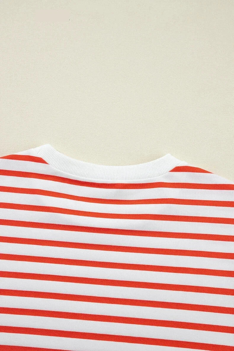 Pullovers Sweatshirts- Red & White Stripe Comfort Top- - IndioGear.com