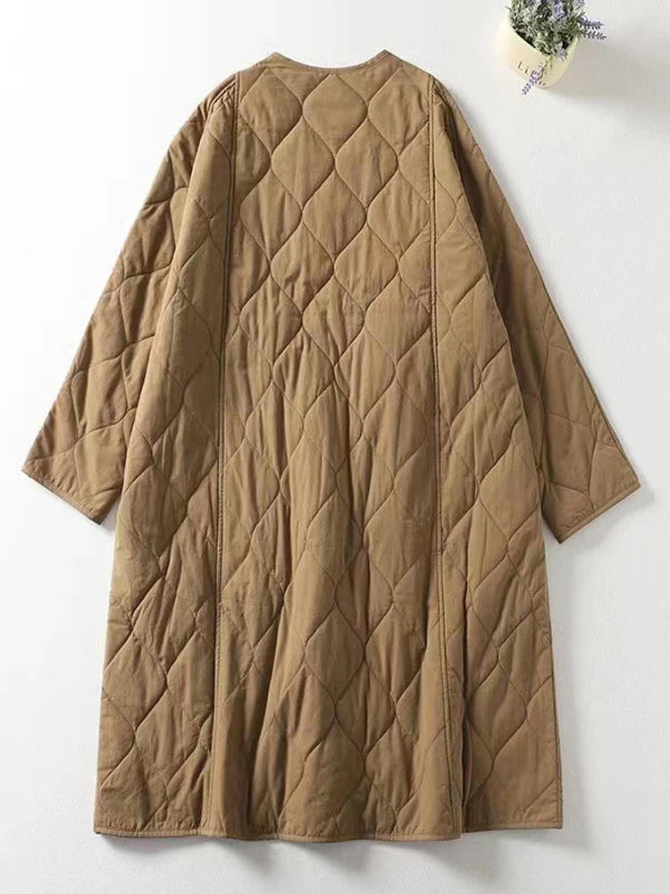 Quilted Coats- Minimalist Collarless Quilted Jacket – Warm & Stylish- - IndioGear.com