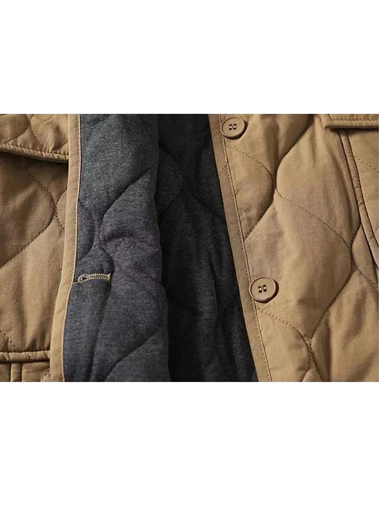 Quilted Coats- Minimalist Collarless Quilted Jacket – Warm & Stylish- - IndioGear.com