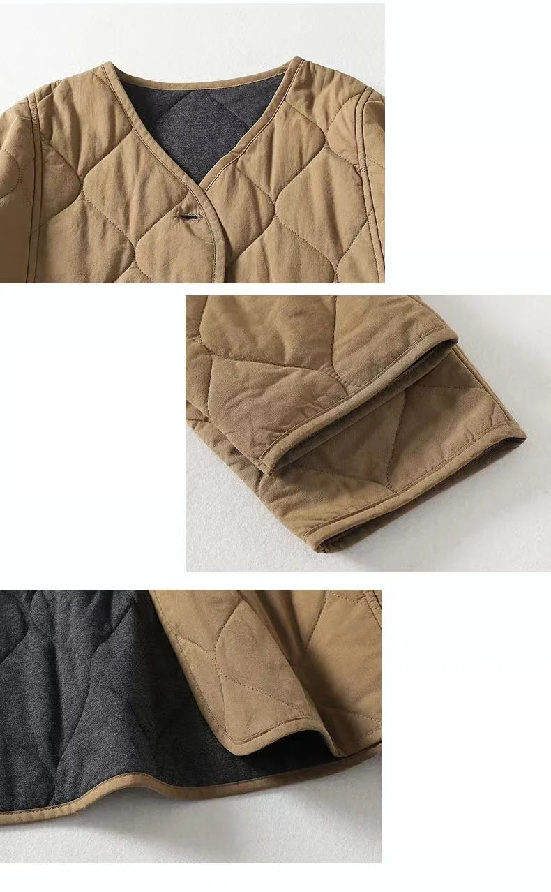 Quilted Coats- Minimalist Collarless Quilted Jacket – Warm & Stylish- - IndioGear.com