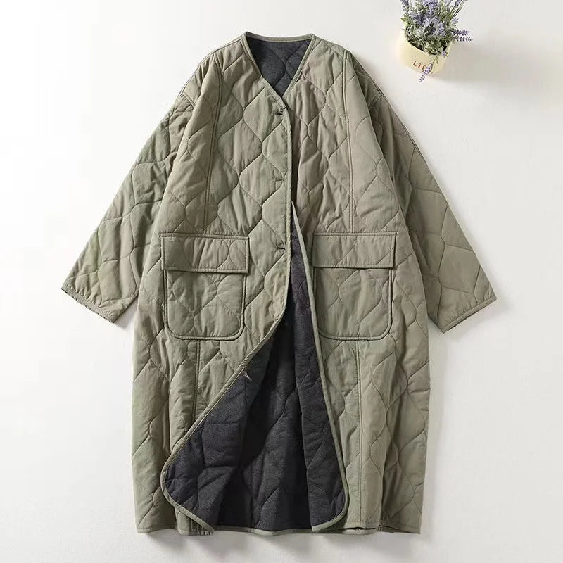 Quilted Coats- Minimalist Collarless Quilted Jacket – Warm & Stylish- - IndioGear.com