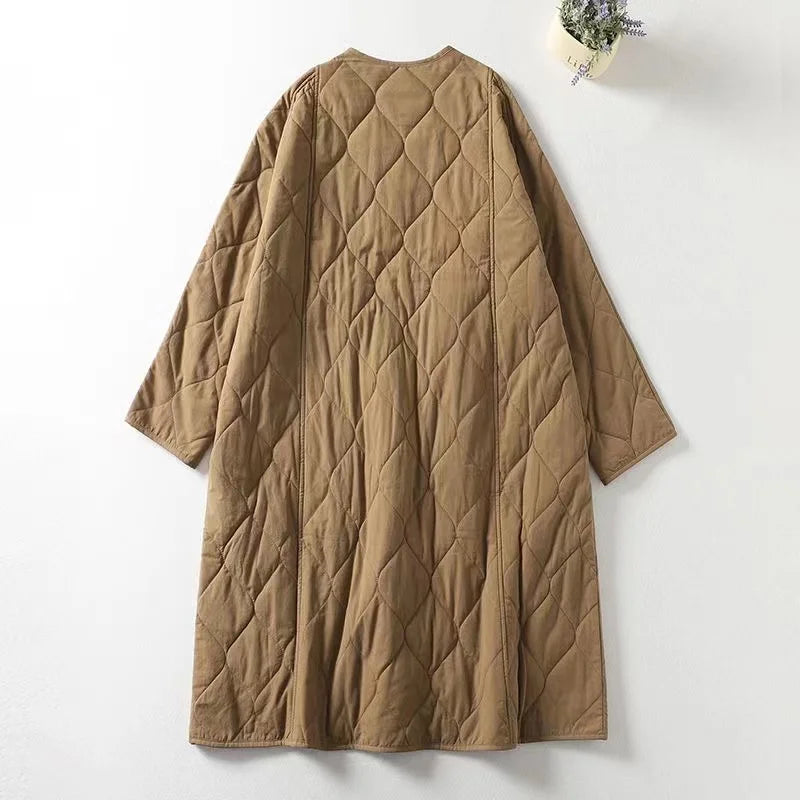 Quilted Coats- Minimalist Collarless Quilted Jacket – Warm & Stylish- - IndioGear.com