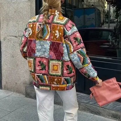 Quilted Jackets- Artistic Patchwork Oversized Quilted Jacket for Women- - IndioGear.com