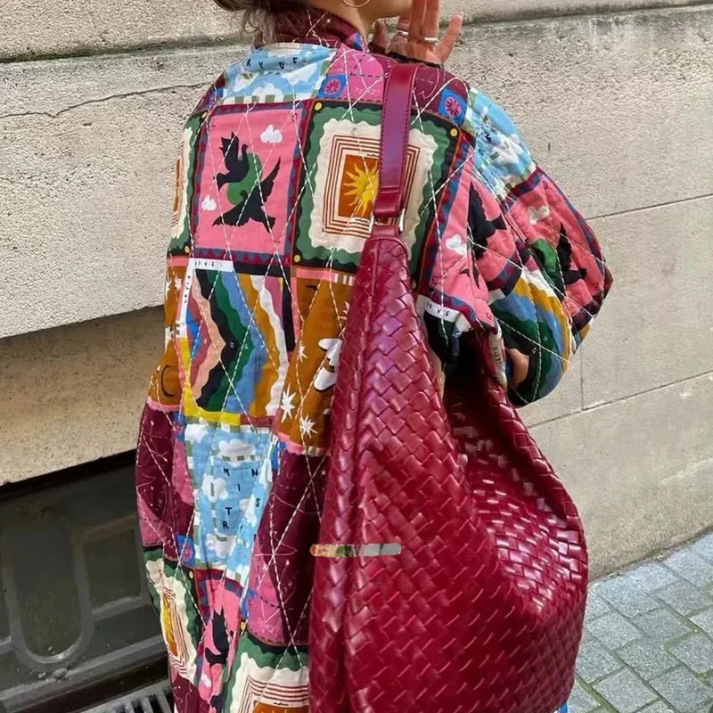 Quilted Jackets- Artistic Patchwork Oversized Quilted Jacket for Women- - IndioGear.com