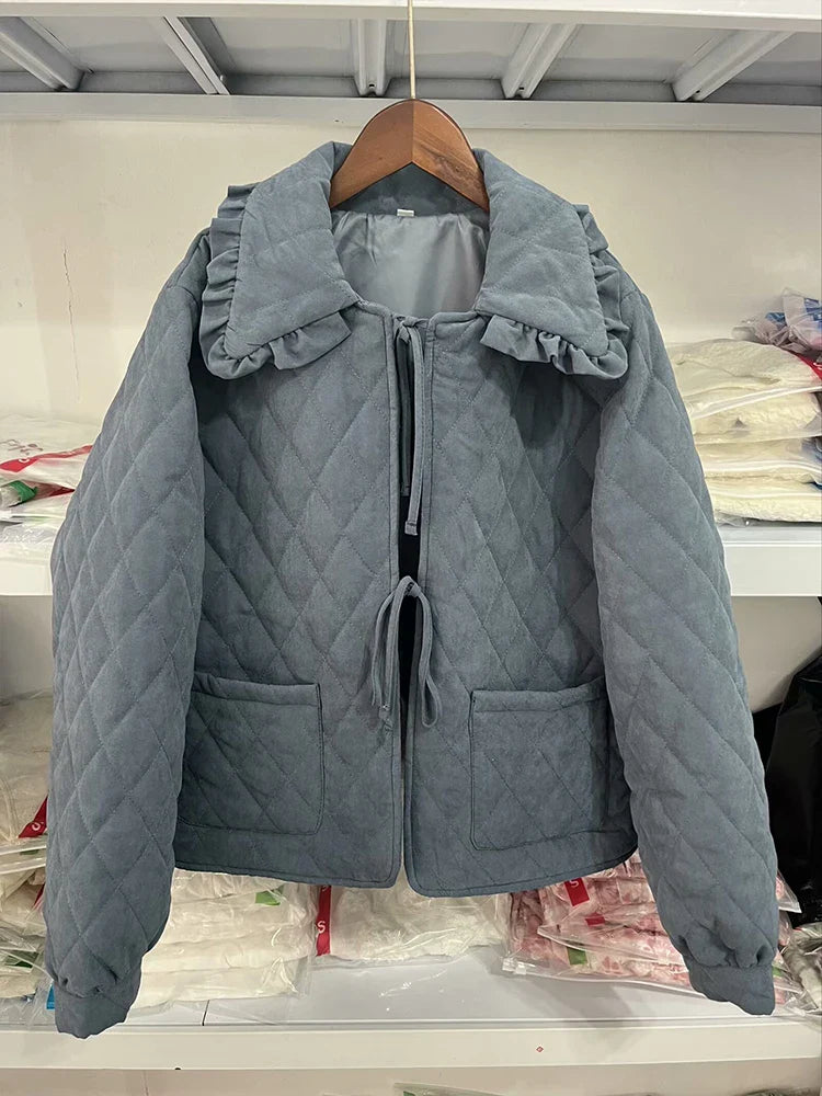 Quilted Jackets- Chic Diamond Quilt Comfort Jacket- Ocean Swell- IndioGear.com