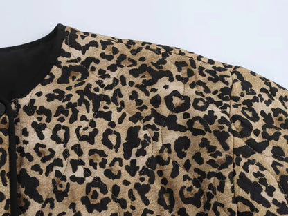 Quilted Jackets- Essential Fall Leopard Print Quilted Jacket- - IndioGear.com