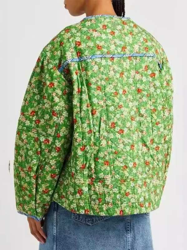 Quilted Jackets- Floral Quilted Jacket for Crisp Days - Outerwear Collection- - IndioGear.com