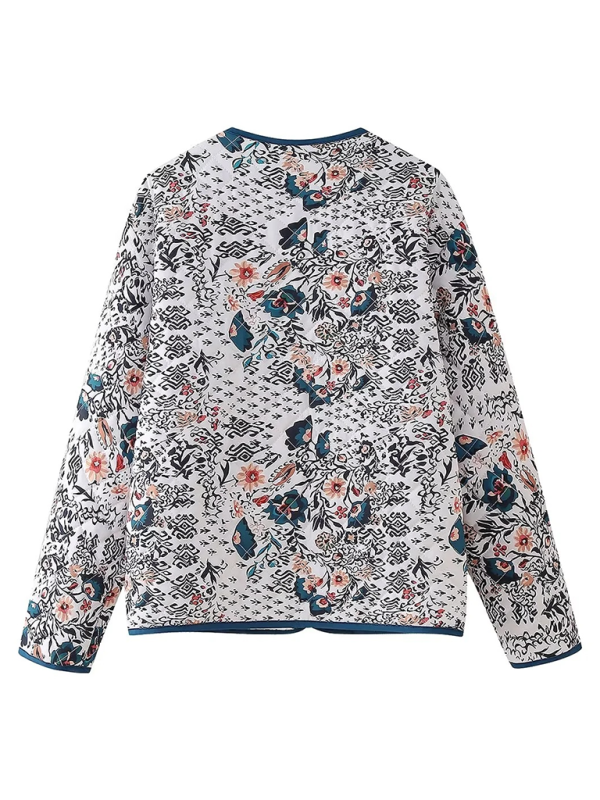 Quilted Jackets- Quilted Eclectic Print Structured Jacket for Woman- - IndioGear.com