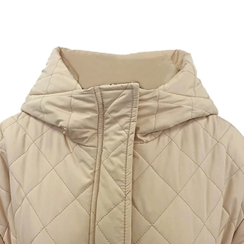 Quilted Jackets- Quilted Winter Jacket with Belted Waist- - IndioGear.com