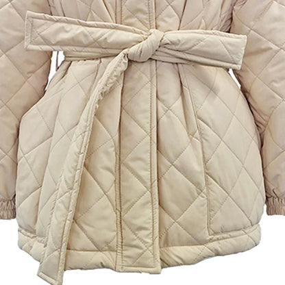 Quilted Jackets- Quilted Winter Jacket with Belted Waist- - IndioGear.com