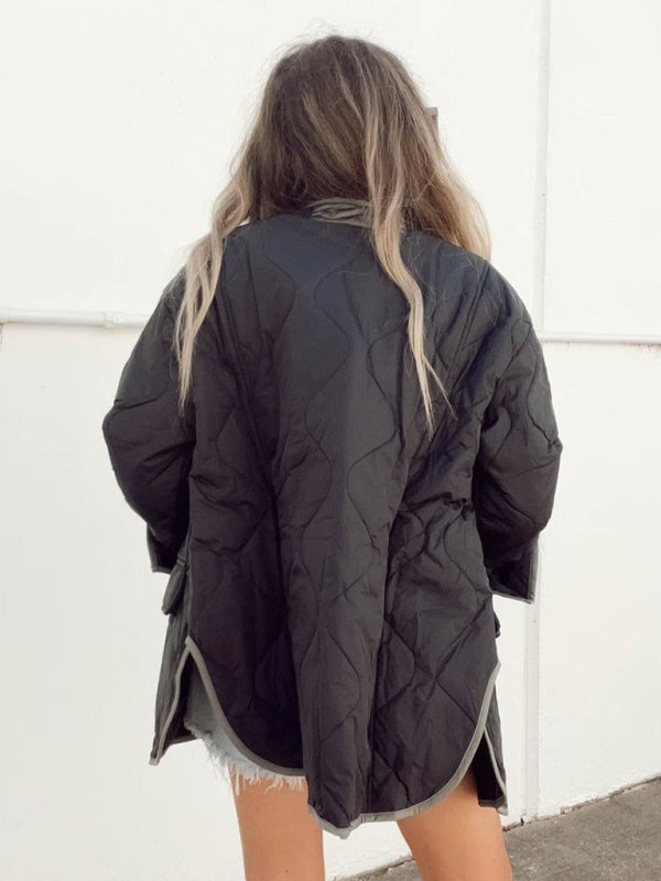 Quilted Jackets- Women’s Quilted Jacket in Two-Tone Colors with Flap Pockets- - IndioGear.com