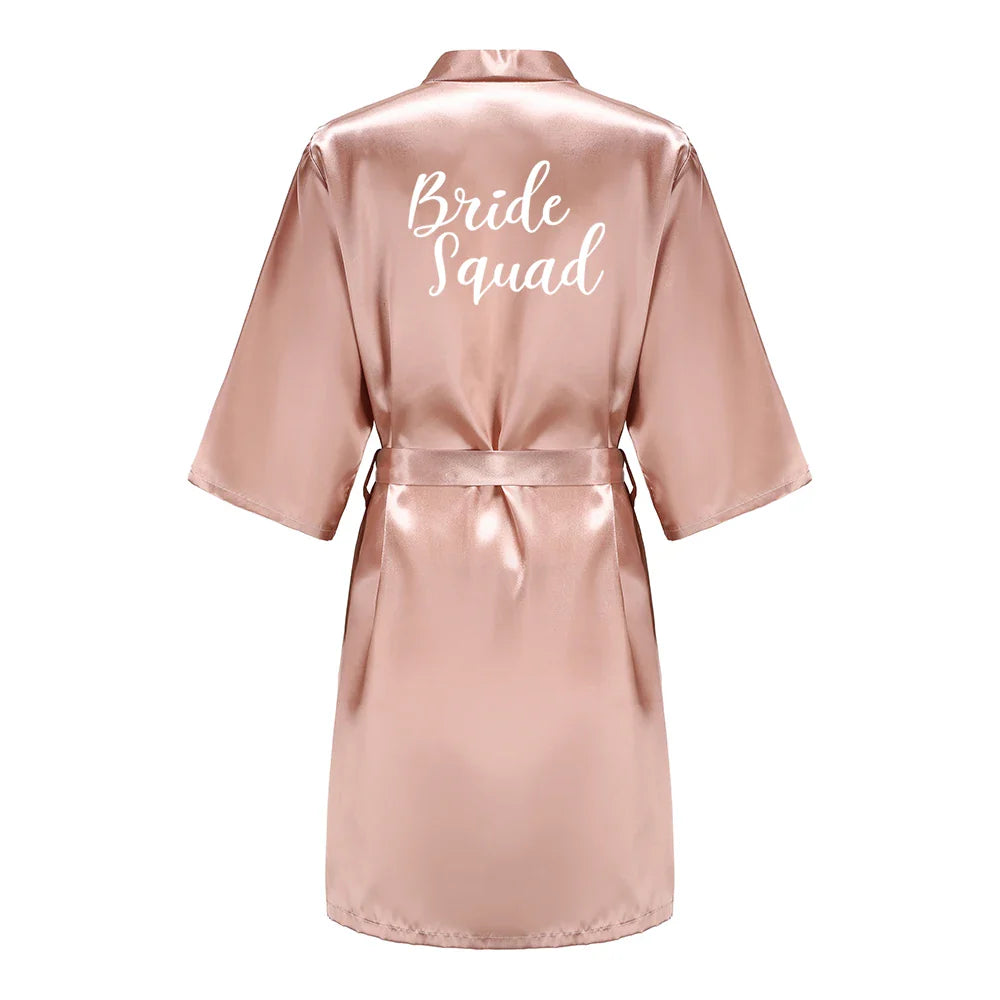 Robes- Custome Luxury Bridal Party Silk Satin Robe for Bride & Bridesmaids- Peach Blush 9- IndioGear Women Clothing