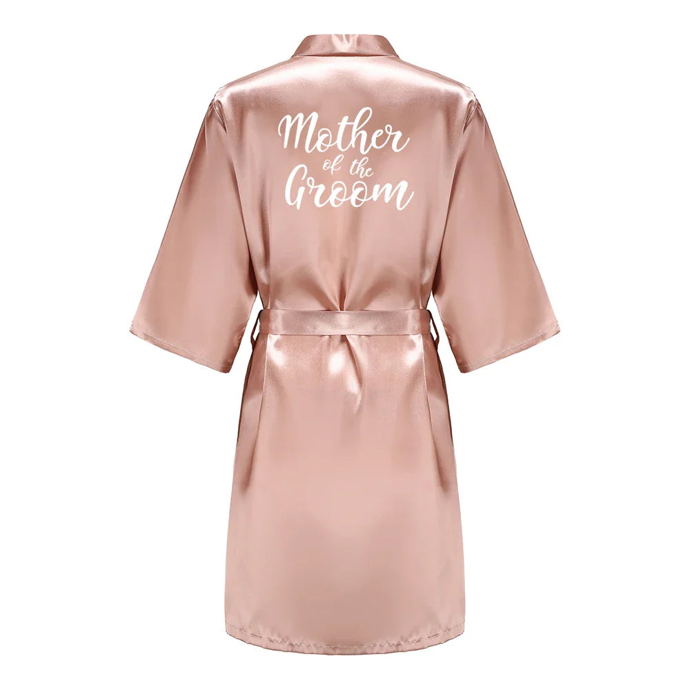 Robes- Custome Luxury Bridal Party Silk Satin Robe for Bride & Bridesmaids- Peach Blush 13- IndioGear Women Clothing