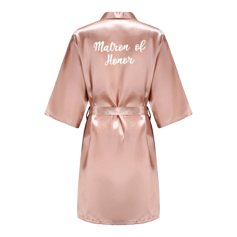 Robes- Custome Luxury Bridal Party Silk Satin Robe for Bride & Bridesmaids- Peach Blush 11- IndioGear Women Clothing