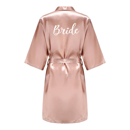 Robes- Custome Luxury Bridal Party Silk Satin Robe for Bride & Bridesmaids- - IndioGear Women Clothing