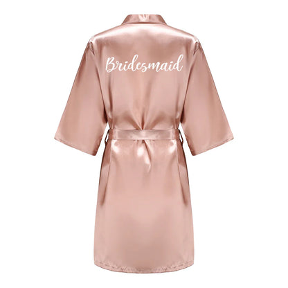 Robes- Custome Luxury Bridal Party Silk Satin Robe for Bride & Bridesmaids- - IndioGear Women Clothing