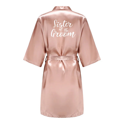 Robes- Custome Luxury Bridal Party Silk Satin Robe for Bride & Bridesmaids- Peach Blush 15- IndioGear Women Clothing