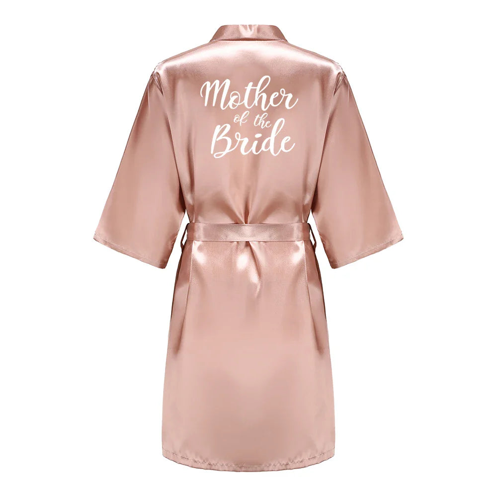 Robes- Custome Luxury Bridal Party Silk Satin Robe for Bride & Bridesmaids- Peach Blush 12- IndioGear Women Clothing