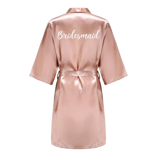 Robes- Custome Luxury Bridal Party Silk Satin Robe for Bride & Bridesmaids- - IndioGear Women Clothing