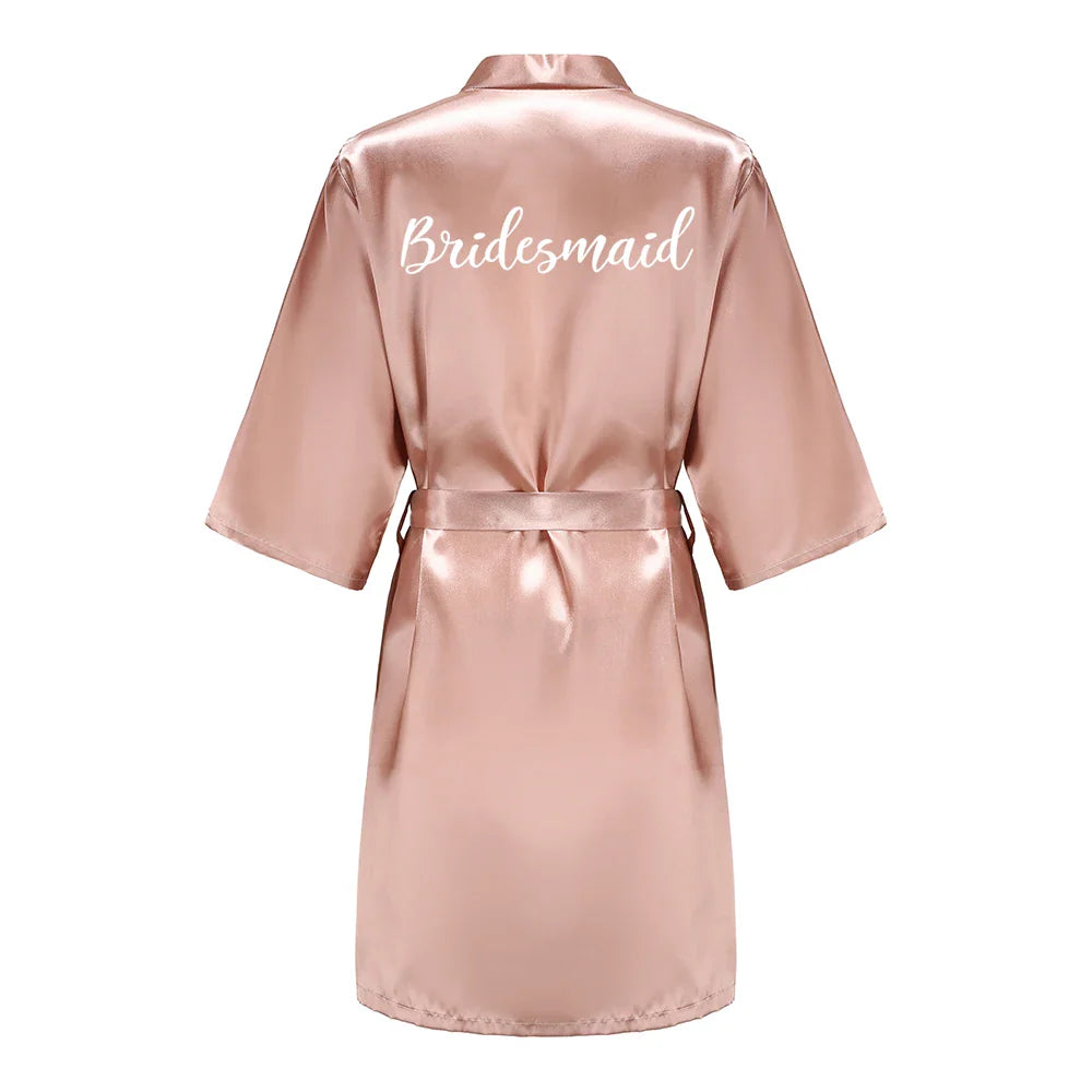 Robes- Custome Luxury Bridal Party Silk Satin Robe for Bride & Bridesmaids- Peach Blush 7- IndioGear Women Clothing