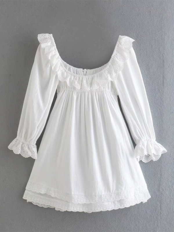 Romantic Dresses- Romantic Summer Dreamy White Lace Mini Dress- - IndioGear.com