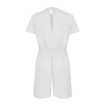 Rompers- Casual Women's Gathered-Waist Romper - Tee Playsuit- - IndioGear.com