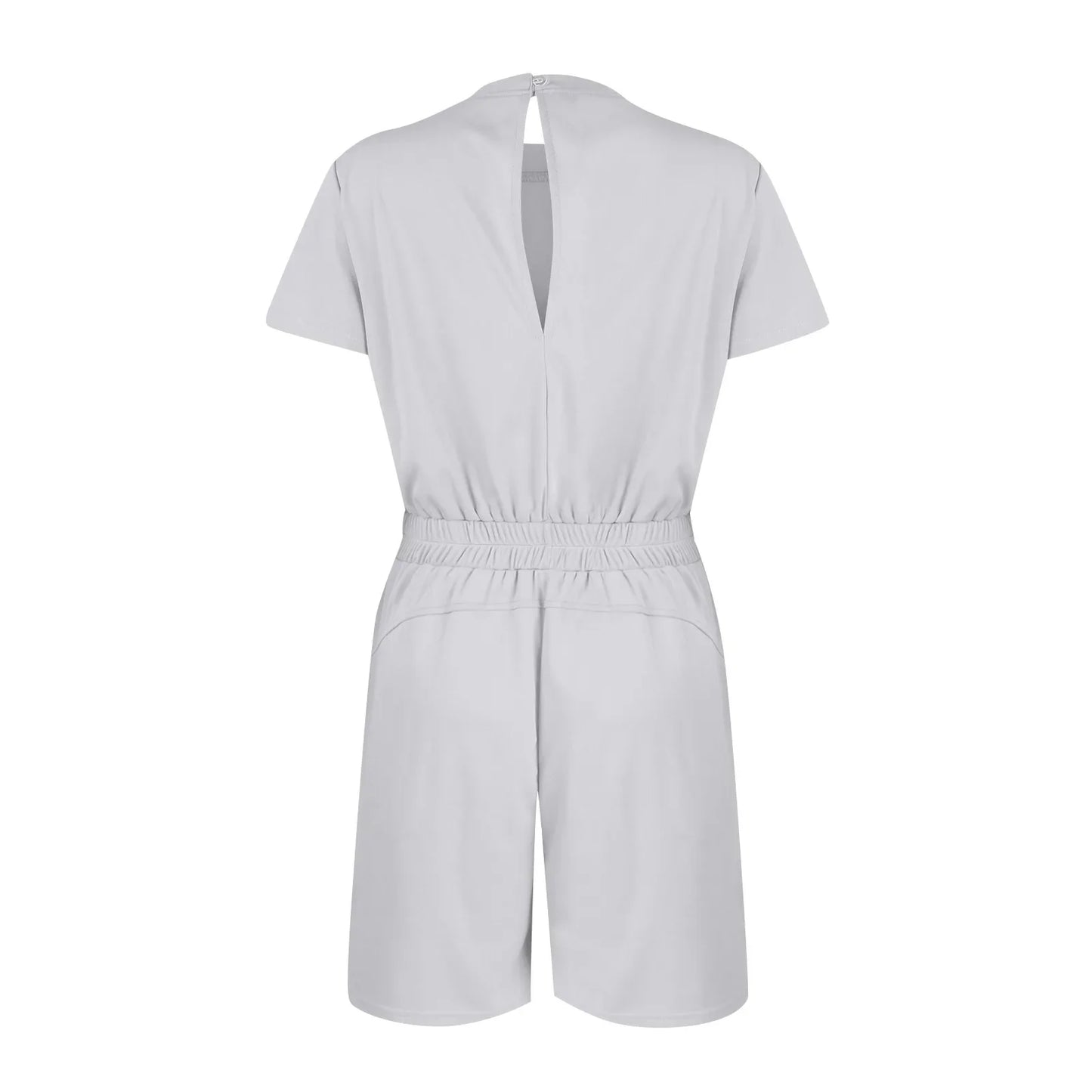 Rompers- Casual Women's Gathered-Waist Romper - Tee Playsuit- - IndioGear.com