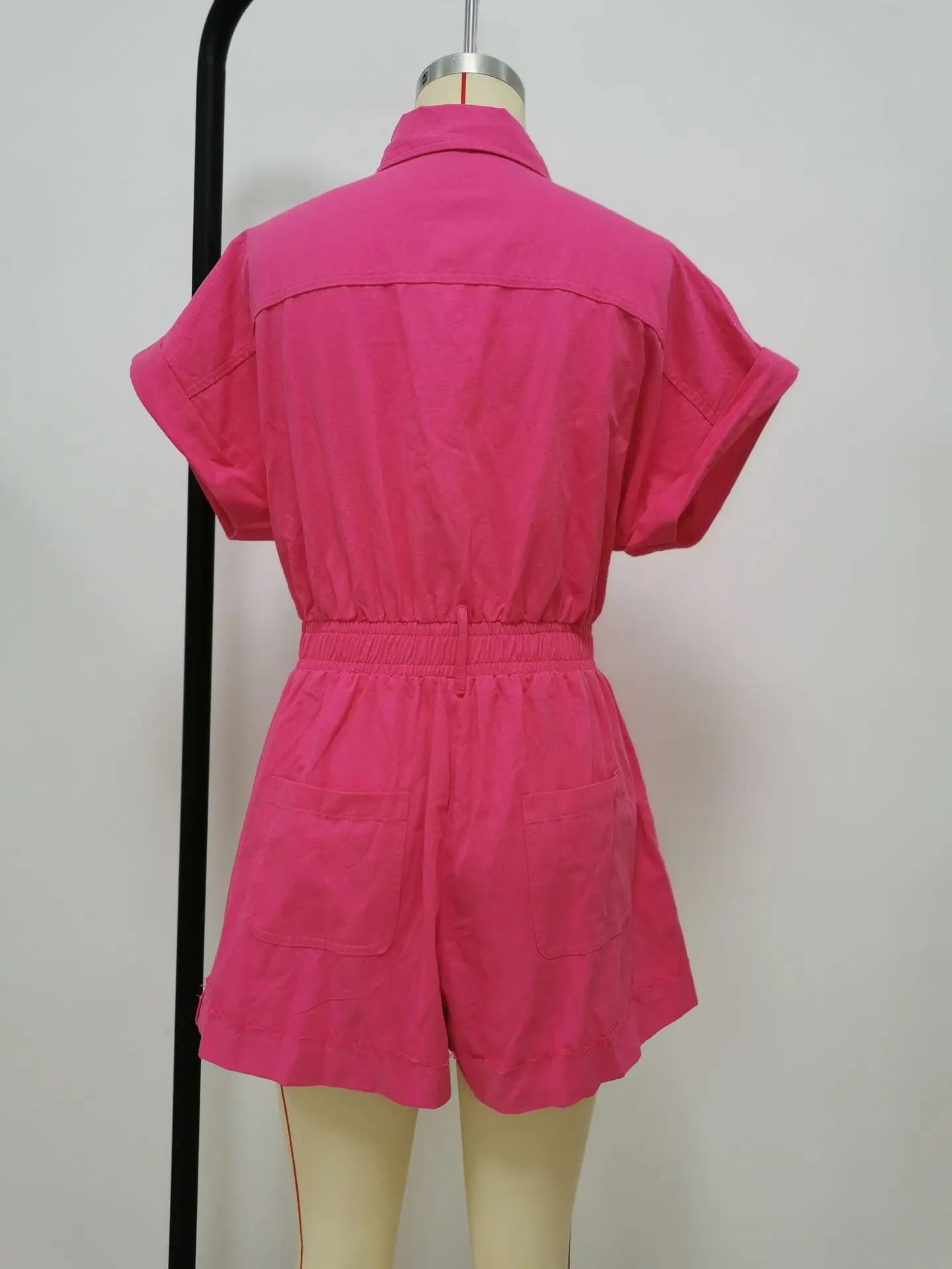 Rompers- Fuchsia Casual Chic Romper - Button-Front Playsuit- - IndioGear.com