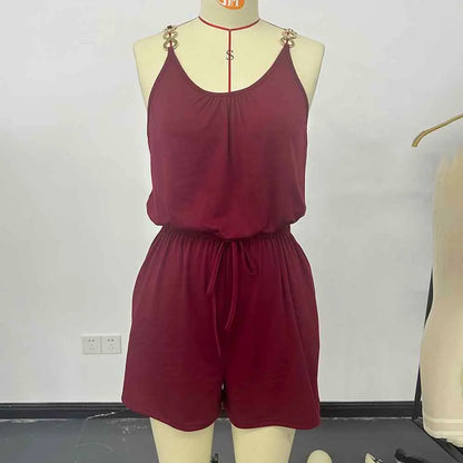 Rompers- Short-Length Playsuit with Gathered Waist for Women - Cami Romper- - IndioGear.com