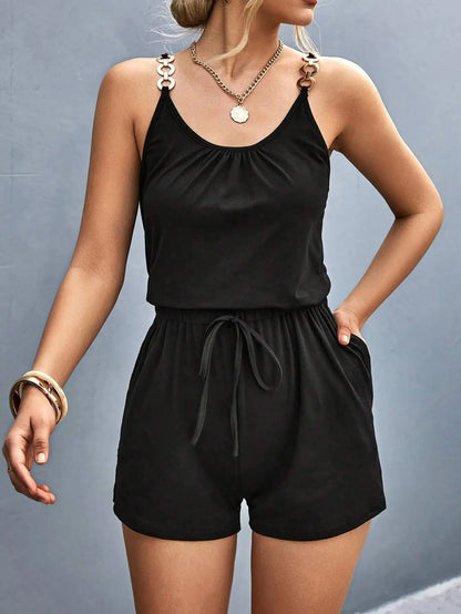 Rompers- Short-Length Playsuit with Gathered Waist for Women - Cami Romper- - IndioGear.com