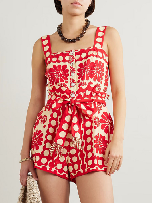 Rompers- Summer Floral Couture Romper – A Festival of Colors- Red- IndioGear.com