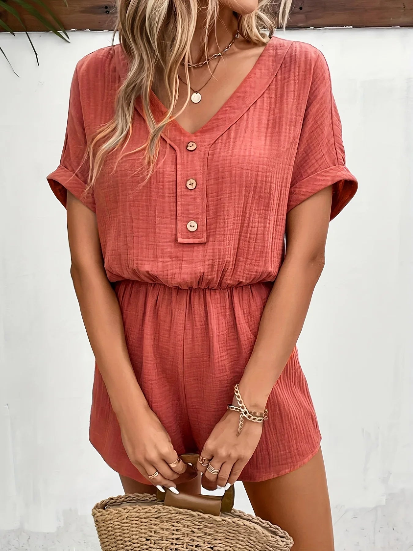 Rompers- Women's Blouson Romper for Casual Lounging- - IndioGear.com