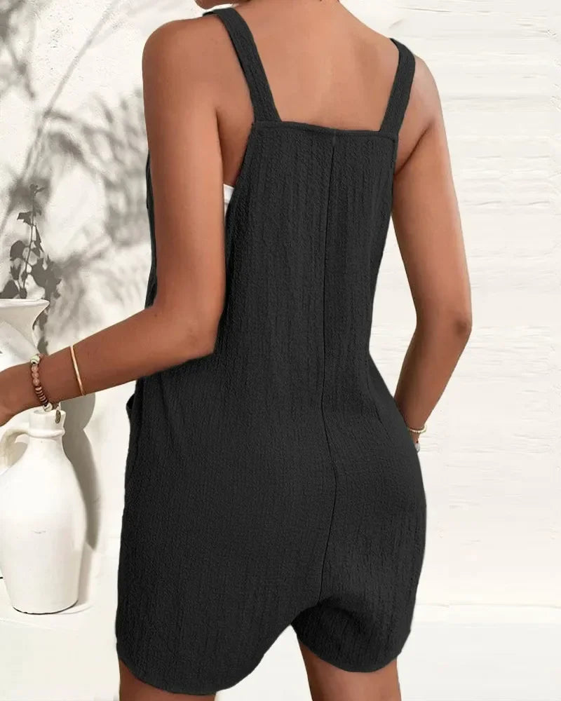 Rompers- Women's Textured Knot Romper for Summer - Short-Length Playsuit- - IndioGear.com