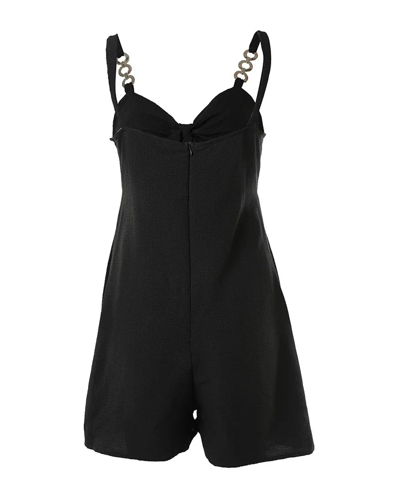 Rompers- Women's Textured Knot Romper for Summer - Short-Length Playsuit- - IndioGear.com