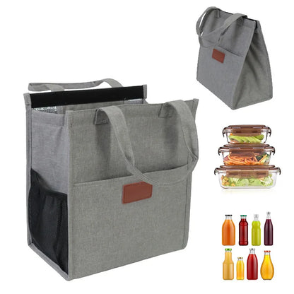 Insulated Tote Bags- UrbanEase Chic Insulated Lunch Tote- Gray- IndioGear Women Clothing