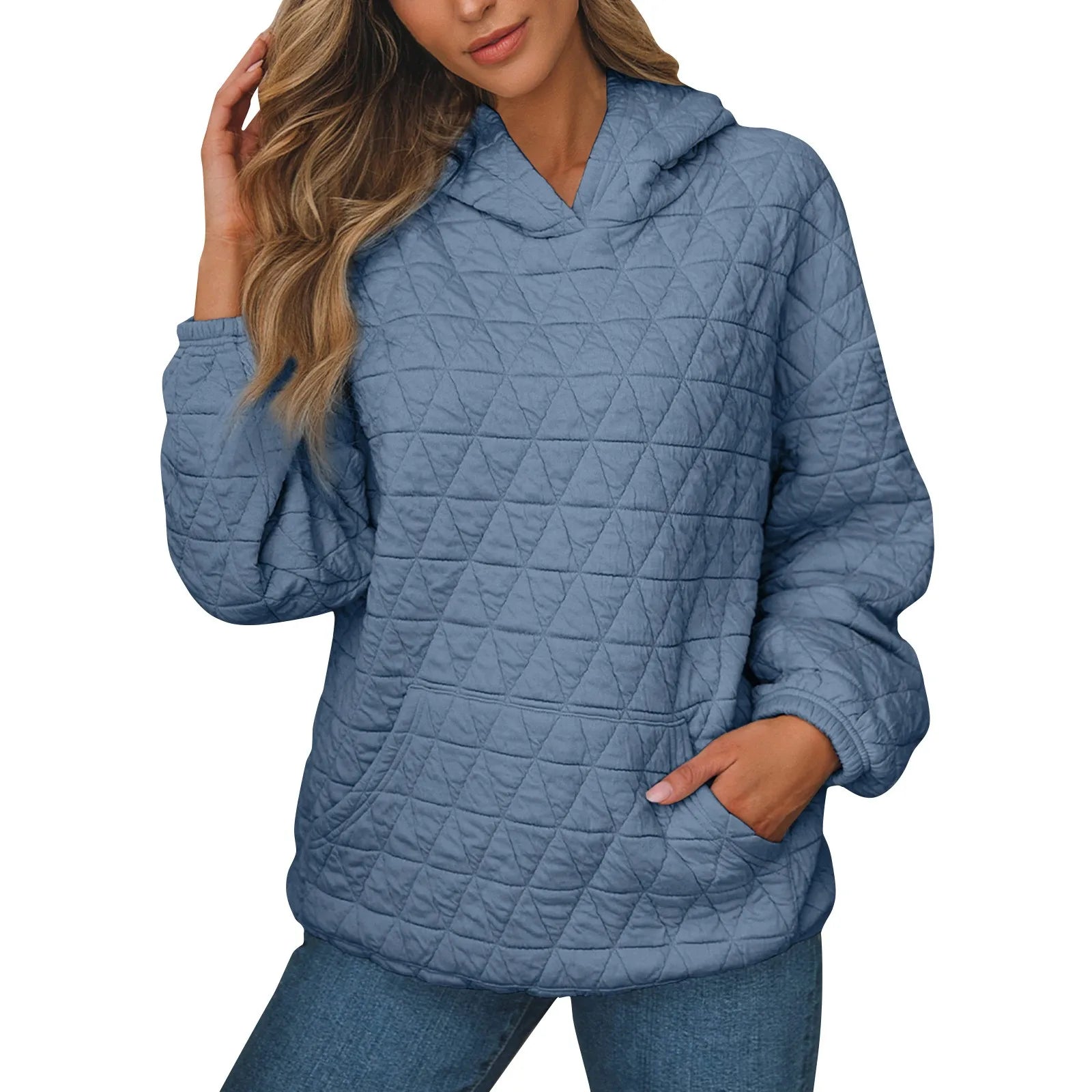 Sweatshirts- Sweatshirt Quilted Hoodie Kangaroo Pouch- - IndioGear.com