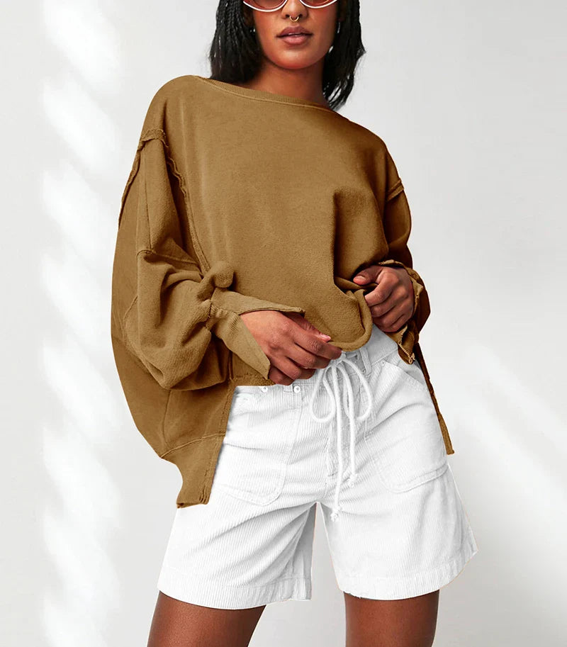 Sweatshirts- 100% Cotton Oversized Sweatshirts- Caramel- IndioGear.com