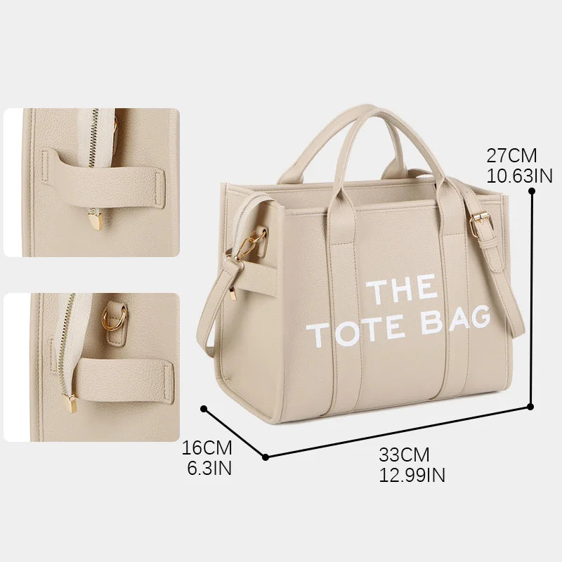 Tote Bags- Trendy Beige Leather Shoulder Bag – The Tote Bag- - IndioGear Women Clothing