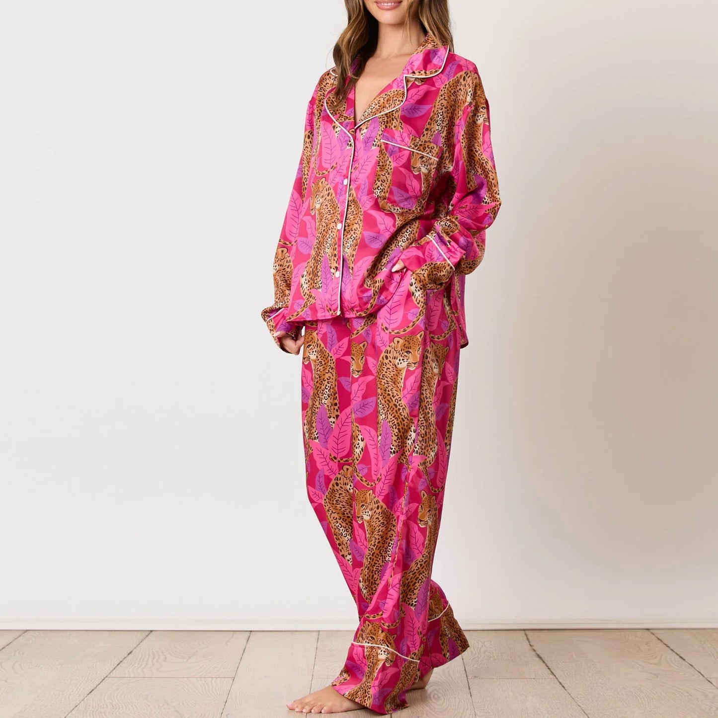 Pajamas- Fall Multicolor Pajamas Nightwear 2 Piece Pants and Shirt- - IndioGear Women Clothing