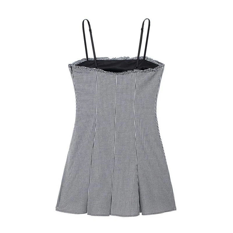 Casual Dresses- Gingham Cami Day Dress for Outdoor Festivities- - IndioGear Women Clothing