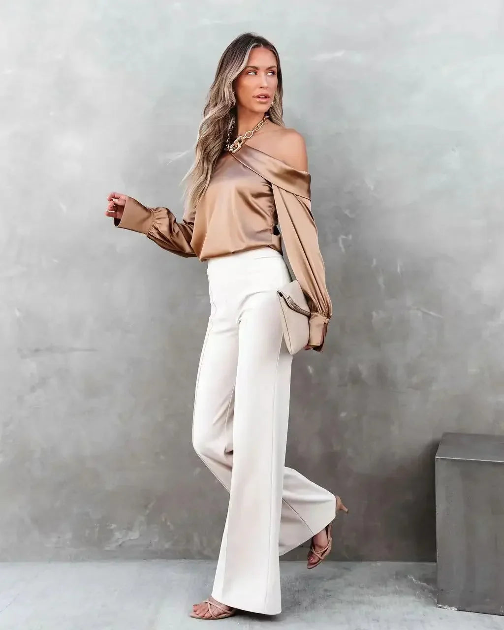 Satin Blouses- Trendy Asymmetrical Satin Women's Blouse- - IndioGear.com