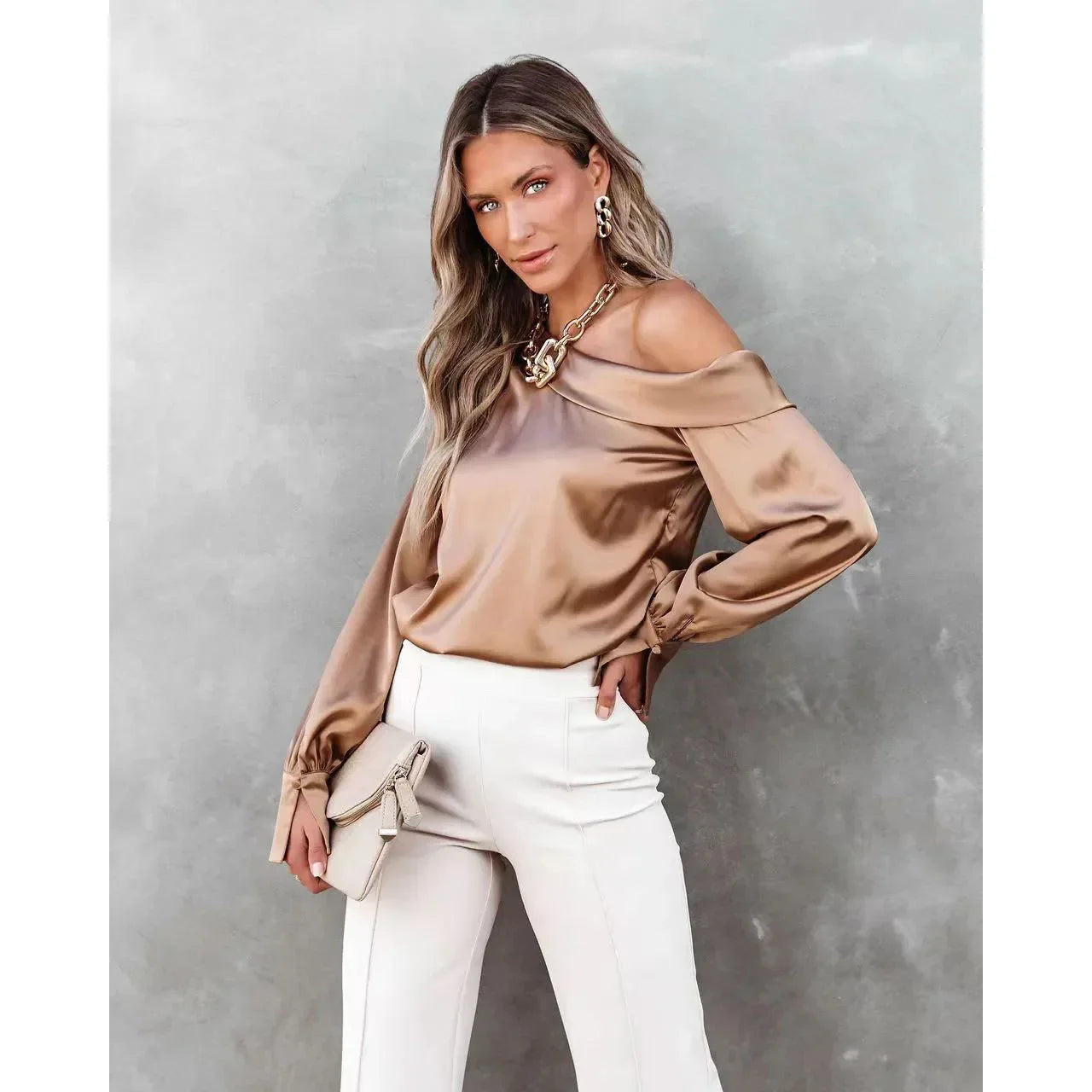 Satin Blouses- Trendy Asymmetrical Satin Women's Blouse- - IndioGear.com