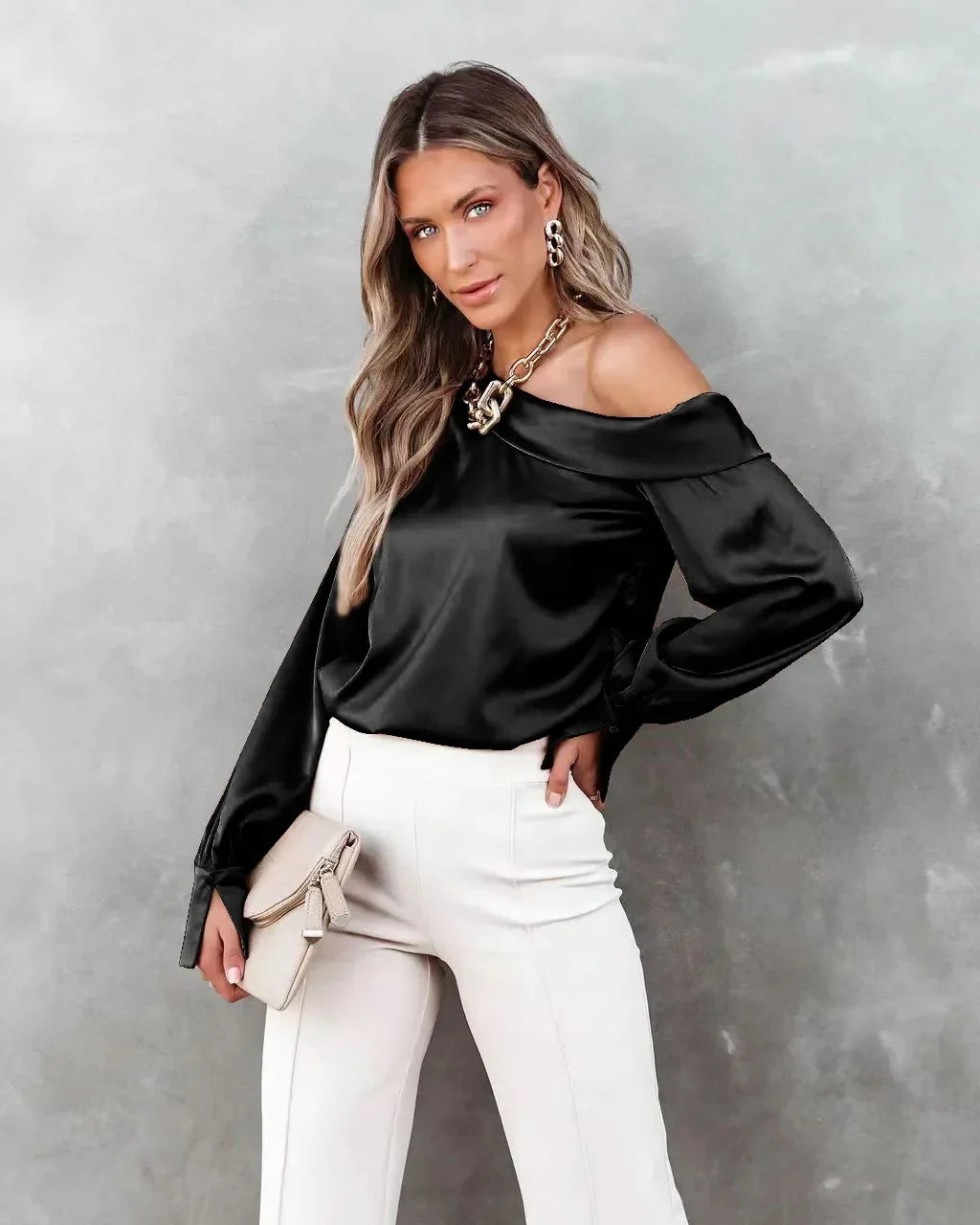 Satin Blouses- Trendy Asymmetrical Satin Women's Blouse- - IndioGear.com