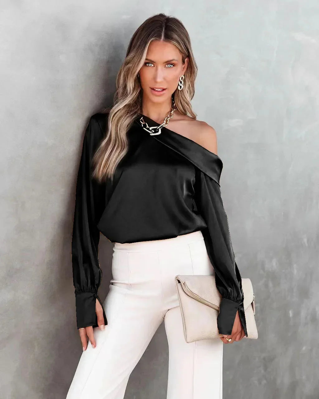 Satin Blouses- Trendy Asymmetrical Satin Women's Blouse- - IndioGear.com