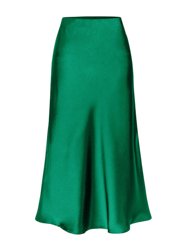 Satin Skirts - Classy Satin Midi Skirt