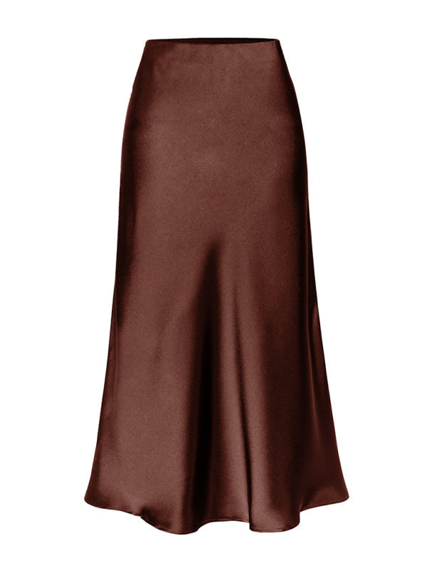 Satin Skirts - Classy Satin Midi Skirt