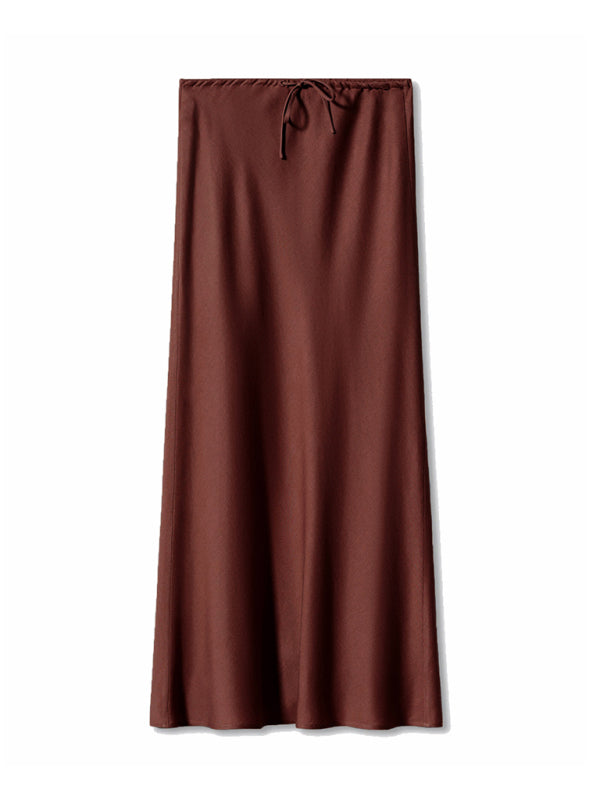 Satin Skirts - Elegant Midi Skirt in Satin