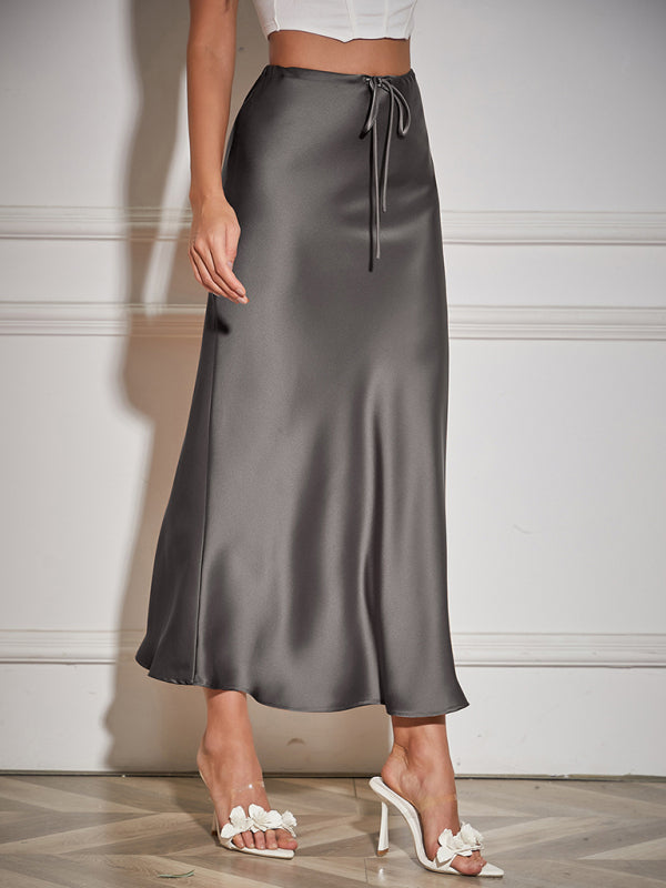 Satin Skirts - Elegant Midi Skirt in Satin