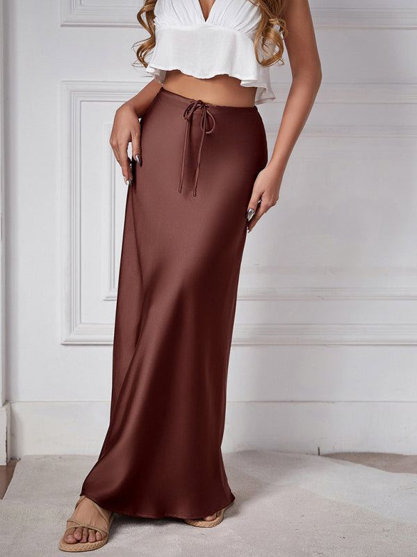 Satin Skirts - Elegant Midi Skirt in Satin